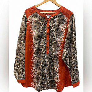 Liz Claiborne Long Sleeve Half Button Down‎ Size 3X